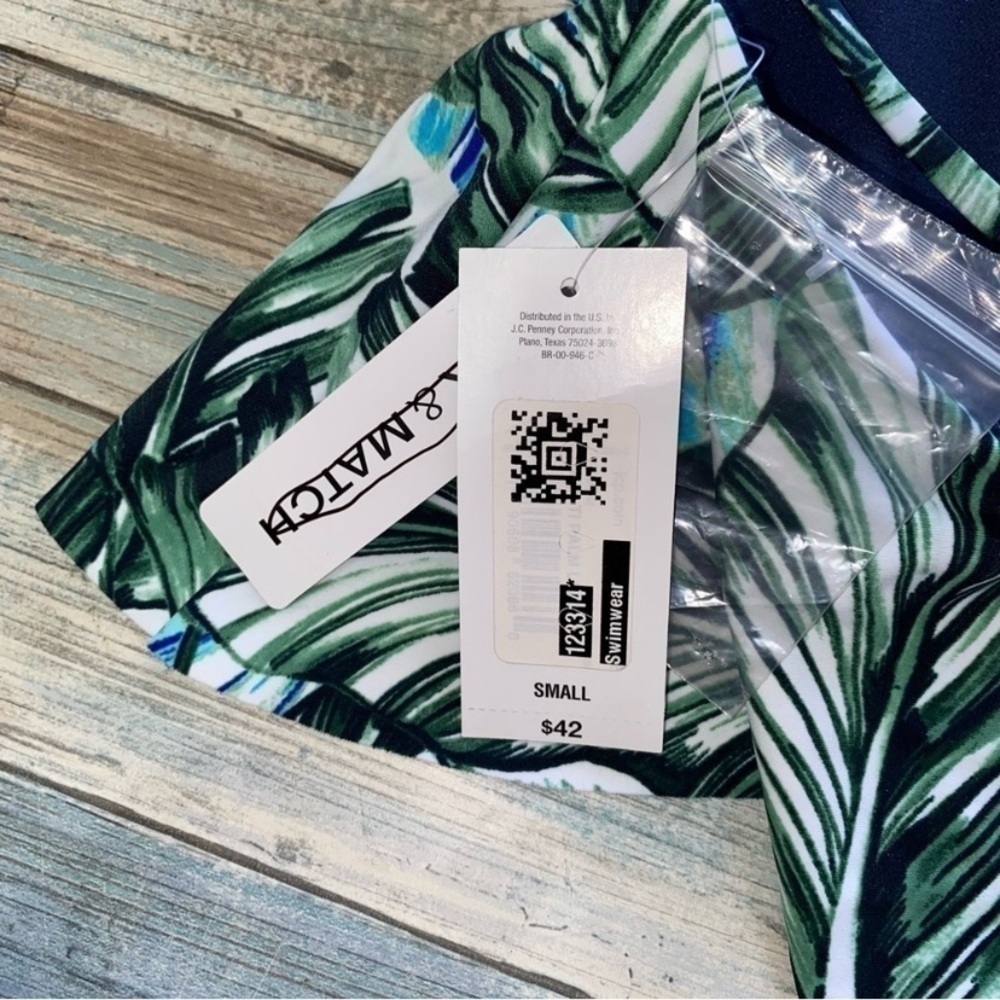 NWT A.N.A Palm Leaf Bikini Top Ruffle Strap Tropical Swim Women’s Small - Picture 2 of 5